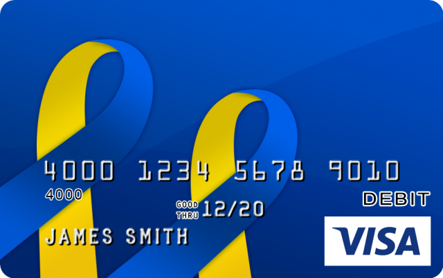 Blue and Yellow Ribbon Design CARD.com Prepaid Visa® Card | CARD.com